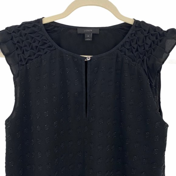 J. Crew Black Sleeveless Ruffle Cap Sleeve Top - Picture 2 of 11